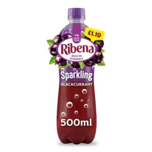 Ribena Sparkling Blackcurrant 500ml PMP £1.19 黑加仑子 汽水